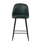 Hanna Bar Stool Forest Green Leather & Black Base
