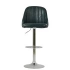 Palento Bar Stool Forest Green Leather & Chrome Base