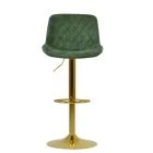 Graf Bar Stool Aged Olive Green Leather & Gold Base