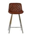 Matteo Bar Stool Vintage Brown Leather & Chrome 65cm