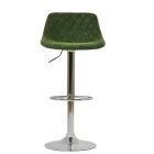 Hudson Bar Stool Aged Olive Green Leather & Chrome Base
