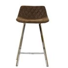 Duran Bar Stool Aged Brown Leather & Chrome 65cm