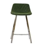 Duran Bar Stool Aged Olive Green Leather & Chrome 65cm