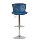 Sitch Bar Stool Blue Leather & Chrome Base