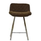 Franz Bar Stool Aged Brown Leather & Chrome 75cm