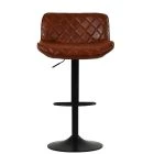 Lush Bar Stool Vintage Tan Brown Leather & Black Base