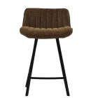 Islay Bar Stool Aged Brown Leather & Black 65cm