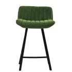 Islay Bar Stool Aged Olive Green Leather & Black 75cm