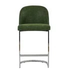 Delamere Bar Stool Aged Olive Green Leather & Chrome 75cm