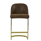 Delamere Bar Stool Aged Brown Leather & Brass 65cm
