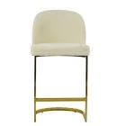 Delamere Bar Stool Cream Boucle Fabric & Brass 65cm