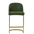 Delamere Bar Stool Aged Olive Green Leather & Brass 75cm