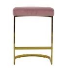 Layto Bar Stool Pink Velvet & Brass 75cm
