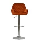 Albany Bar Stool Burnt Orange Velvet & Chrome Base