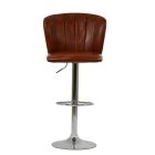 Harlem Bar Stool Vintage Tan Brown Leather & Chrome Base