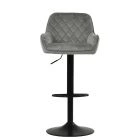 Arnside  Bar Stool Grey Velvet & Black Base