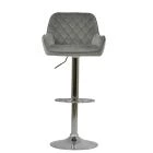 Albany Bar Stool Grey Velvet & Chrome Base