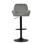 Bronx Bar Stool Grey Velvet & Black Base