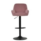 Bronx Bar Stool Pink Velvet & Black Base