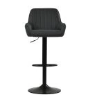 Bronx Bar Stool Dark Grey Leather & Black Base