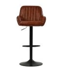 Bronx Bar Stool Vintage Brown Leather & Black Base