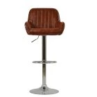 Blair Bar Stool Vintage Brown Leather & Chrome Base