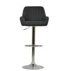 Blair Bar Stool Dark Grey Leather & Chrome Base