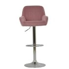 Blair Bar Stool Pink Velvet & Chrome Base