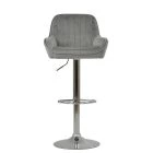 Blair Bar Stool Grey Velvet & Chrome Base