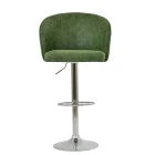 Kenton Bar Stool Aged Olive Green Leather & Chrome Base