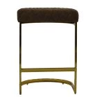 Burrello Bar Stool Aged Brown Leather & Brass 65cm