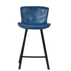 Caribe Bar Stool Blue Leather & Black 65cm