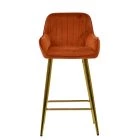 Hamilton Bar Stool Burnt Orange Velvet & Gold Base