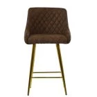 Vault Bar Stool Aged Brown Leather & Gold Base