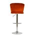 Harlem Bar Stool Burnt Orange Velvet & Chrome Base