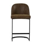 Delamere Bar Stool Aged Brown Leather & Black 75cm