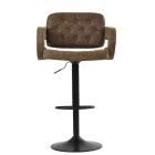 Zeus Bar Stool Aged Brown Leather & Black Base