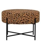 Avon Foot Stool Leopard Fabric & Black