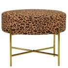 Avon Foot Stool Leopard Fabric & Gold