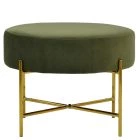 Avon Foot Stool Olive Green Velvet & Gold