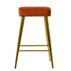 Moon Bar Stool Burnt Orange Velvet & Gold