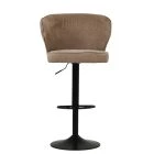 Hexham Bar Stool Fawn Brown Fabric & Black