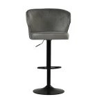 Hexham Bar Stool Light Grey Velvet & Black