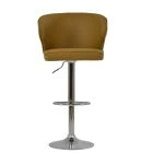 Asham Bar Stool Light Tan Brown Leather & Chrome