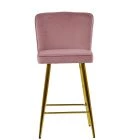Wellington Bar Stool Pink Velvet & Gold