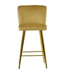 Wellington Bar Stool Camel Velvet & Gold