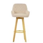 Hjo Bar Stool Natural Cream Fabric & Wood Leg