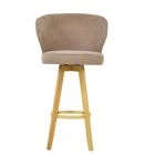 Kalix Bar Stool Fawn Brown Fabric & Wood Leg