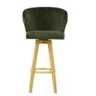 Kalix Bar Stool Olive Green Velvet & Wood Leg