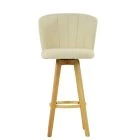 Falun Bar Stool Cream Boucle & Wood Leg
